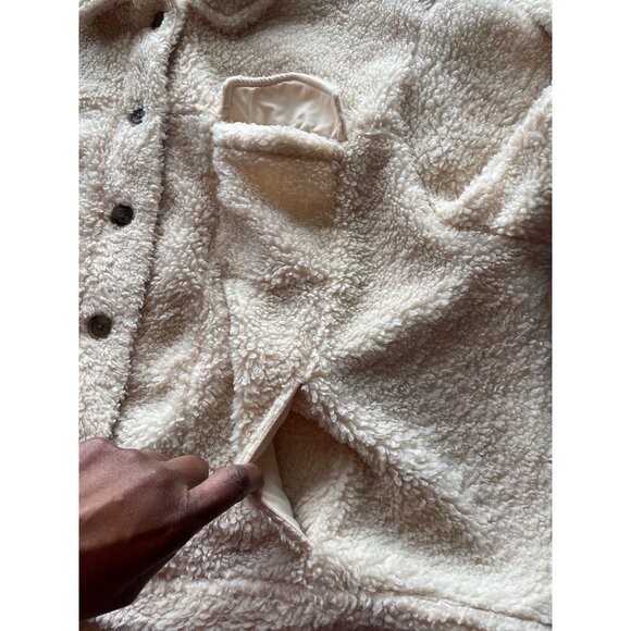 AVA & VIV Teddy Bear Sherpa Women's Jacket Faux Fur Polyester Cream Cozy Size 2X - Picture 8 of 8